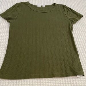 GAP - Olive Ribbed Short-Sleeve Top
